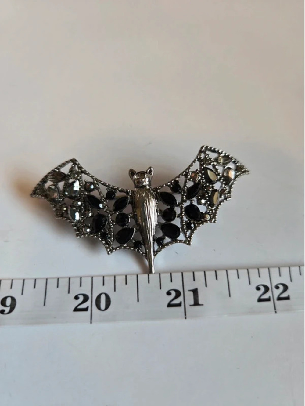 Napier Black Rhinestone Bat Brooch Pin Halloween Jewelry